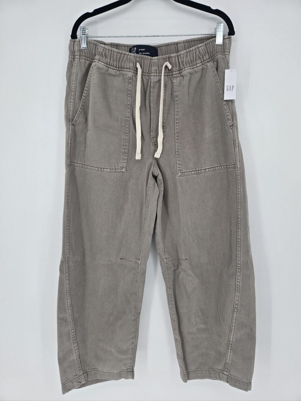 NWT Gap Mid Rise SuperSoft Pull-On Barrel Jeans Frosty Morning MEDIUM SHORT MP